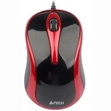 Mouse A4tech N-350-2 cu fir USB optic 1000dpi butoane/scroll 3/1 negru/rosu