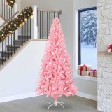 vidaXL Brad de Crăciun cu 300 LED cu suport Roz 240 cm PVC 3396450