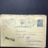 CP01 Carte postala veche 1941 Hunedoara - Timisoara Politehnica stampila chenar CENZURAT WW2