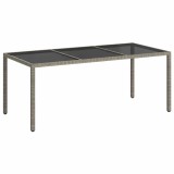 Cumpara ieftin Masa de gradina,gri,190x90x75cm sticla securizata si poliratan