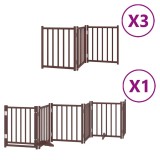Cumpara ieftin Poarta caini pliabila cu usa 15 panouri maro 750 cm, lemn plop