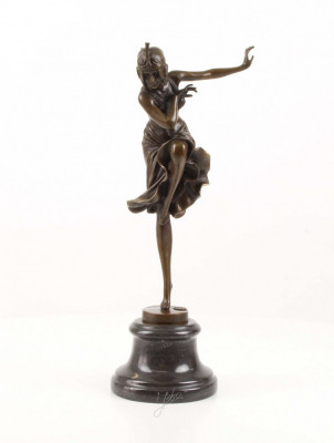 Dansatoare hindu-statueta din bronz cu soclu marmura DC-10 foto
