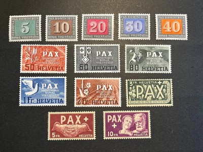 ELVETIA 1945-PAX-Serie completa Mi 447-469 in stare excelenta MNH foto
