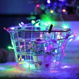 Instalatie de craciun, liniara, 1 m, baterii, 10 led-uri, multicolor, 2 jocuri de lumini, fir transparent, interior/exterior, flippy