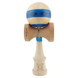 Kendama X FREQUENCY Originala, Profesionala, Cyrax, Big Cups V2, Super Sticky cu Cupe Mari, Rulment Metalic, din lemn 18 cm, Ata 55 cm, Albastru/Maro