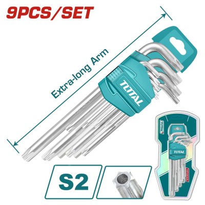 TOTAL - SET 9 CHEI IMBUS TORX - T10-T50 - CR-V (INDUSTRIAL) PowerTool TopQuality foto