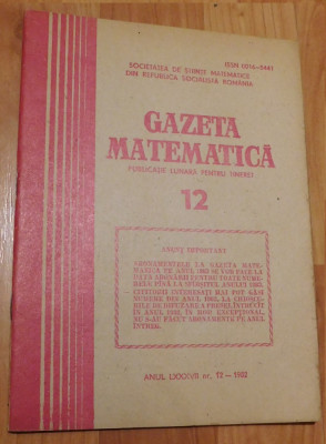 Gazeta matematica - Nr. 12 din 1982 foto
