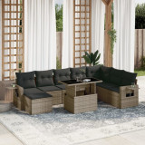 Gossi set canapele de gradina, 9 piese, cu perne, gri, poliratan