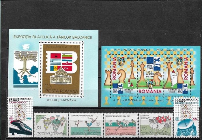 C5578 - lot timbre nestampilate MNH Romania + Liechtenstein