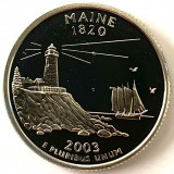 AMERICA QUARTER 1/4 DOLLAR 2003, S, PROOF,AG.900,(Farul Pemaquid Point - MAINE), America de Nord, Argint