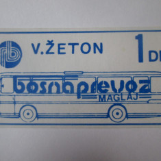 Rar!Bosnia si Herzegovina 1 Deutsche Mark 1992-1995,jeton transport local Zenica