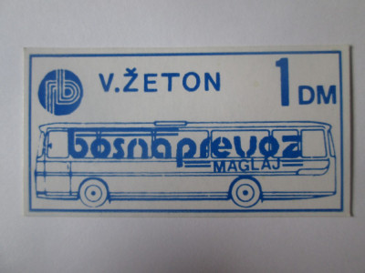 Rar!Bosnia si Herzegovina 1 Deutsche Mark 1992-1995,jeton transport local Zenica foto