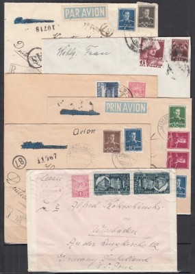 ROMANIA LOT 6 PLICURI CIRCULATE+PRIN AVION CERNAUTI JIMBOLIA CRAIOVA GERMANIA CENZURAT foto