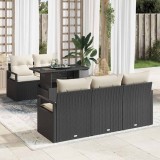 VidaXL Set de canapea pentru grădină cu perne, 6 piese, din rattan poliester negru.