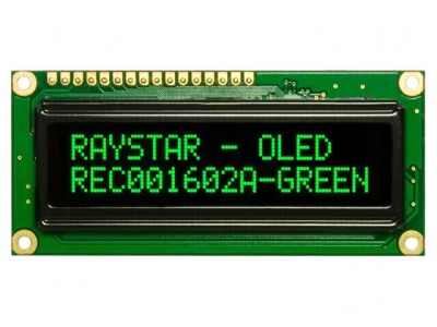 Afișaj OLED alfanumeric 16x2 verde 80x36x10mm foto