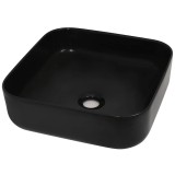 Cumpara ieftin Chiuveta de baie din ceramica, patrata, negru, 38x38x13,5 cm