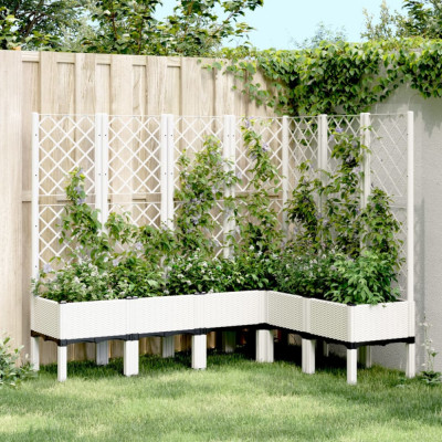 vidaXL Jardinieră de grădină cu spalier, alb, 160x120x142 cm PP foto