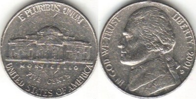 SUA 2000D - 5 cents, circulata foto