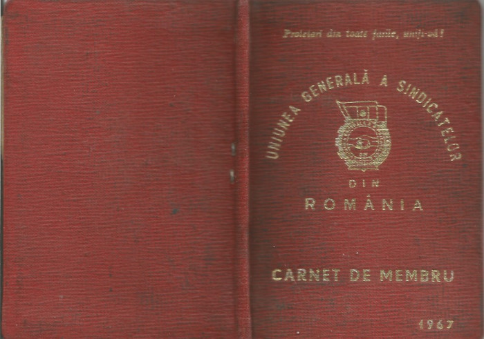 Romania, Carnet de membru, Uniunea Generala a Sindicatelor din Romania,1967