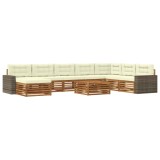 vidaXL Set de canapele de exterior cu pernă 9 pcs Natural și Crem 3383758
