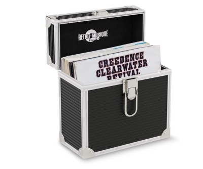 Cutie depozitare discuri de vinil Retro Musique de 7 inchi (18 cm), pana la 35 discuri, negru - RESIGILAT foto