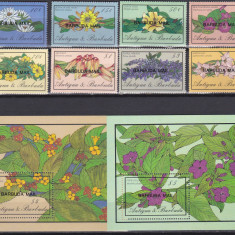 DB1 Flora Flori Antigua & Barbuda 1986 supratipar 8 v. + 2 x SS MNH