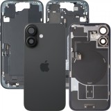 Capac Baterie Apple iPhone 16, Cu Carcasa Mijloc, Full Parts, Negru, Swap Premium
