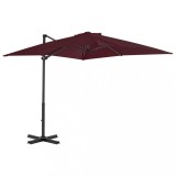 VidaXL Umbrelă &icirc;n consolă cu st&acirc;lp din aluminiu, bordo, 250x250 cm