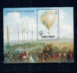 Sao Tome 1983 - Balon cu aer cald, Montgolfier, colita neuza