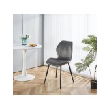 Scaun de living si bucatarie cu cadru metalic, AB104, tapiterie velvet, 89x48x43 cm,100 Kg, Gri