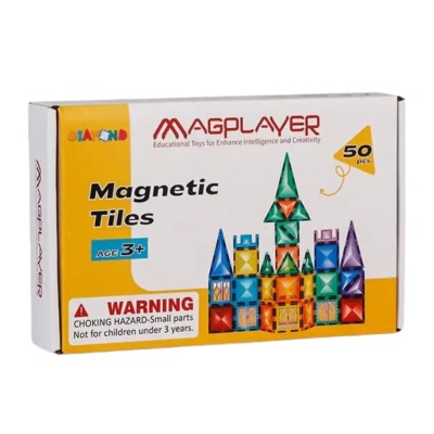 Set de constructie magnetic 3D - 50 piese PlayLearn Toys foto