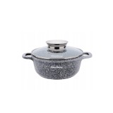 Oala cu capac, din aluminiu forjat cu acoperire ceramica, marmorata, capacitate 3.3 litri, diametru 22 cm, gri, Klausberg