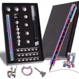 Set Pix Modular Magnetic Premium cu 30 Bile Magnetice, 14 Inele Magnetice, 2 Stylus-uri si 5 Mine, Multicolor