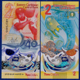 INSULELE CARAIBE █ bancnota █ 2 Dollars █ 2023 █ POLYMER █ COMEMORATIV █ UNC █