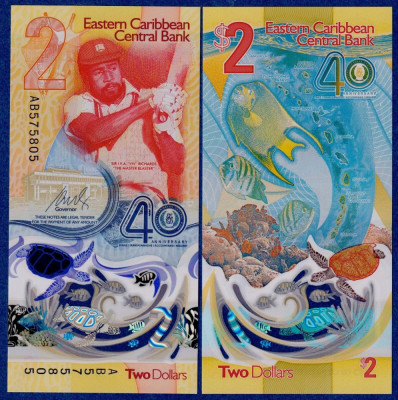INSULELE CARAIBE █ bancnota █ 2 Dollars █ 2023 █ POLYMER █ COMEMORATIV █ UNC █ foto