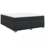 Cumpara ieftin Pat box spring cu saltea, negru, 180x200 cm, piele ecologica
