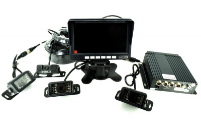 Sistem DVR Kit Monitor Senzor Parcare + 4 Camere Cu Functie De Inregistrare Turism/Camion 12V-24V Lungime Cablu Fata 5M Cablu Stanga/Dreapta 15M Si Sp foto