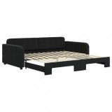 Cumpara ieftin Pat de zi cu extensie, negru, 100x200 cm, catifea