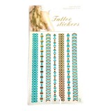 Set 7x Tatuaje Temporare, Zamo&Acirc;&reg;, Boho Tribal, J02, Rezistente la Apa, Diverse Modele, 30cm lungime, Auriu si Turcoaz