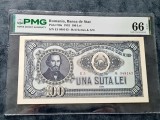 Bancnotă gradată 100lei din 1952 PMG66EPQ serie roșie
