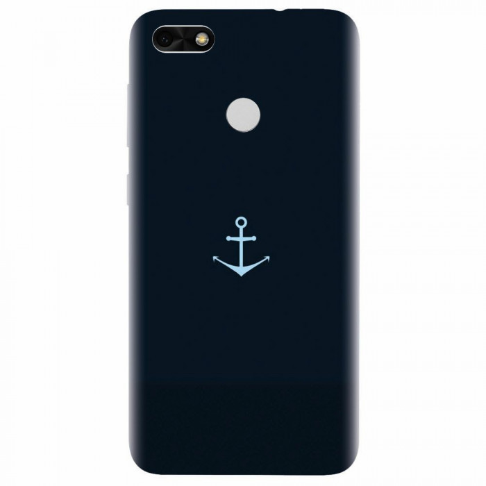 Husa silicon pentru Huawei Y6 Pro 2017, Blue Navy Anchor Illustration Flat