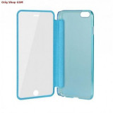 Husa Flip Mega View Apple iPhone 4 / 4S Albastru, Cu clapeta, Piele Ecologica