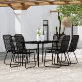 vidaXL Set de servit masa pentru grădină, 7 piese, negru
