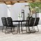 Set de servit masa pentru grădină, 7 piese, negru