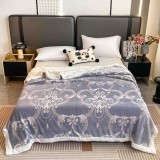 Cumpara ieftin Patura cocolino groasa cu blanita alba 200x230cm,doua fete,gri,model oriental - F127