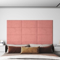 vidaXL Panouri de perete 12 buc. roz 60x30 cm catifea 2,16 m&sup2; 343866