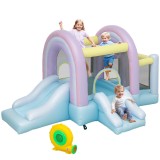 AIYAPLAY H&uuml;pfburg, Piscină cu Bile, 2 Tobogane, Țesătură Oxford, Rezistent la UV, Blower, Colorat | Aosom Romania