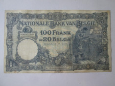 An rar! Belgia 100 Francs-20 Belgas 1927 foto