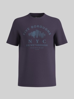 Tricou barbati cu decolteu la baza gatului, din bumbac, croiala Regular fit, Mov, M foto
