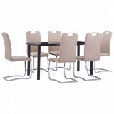 vidaXL Set mobilier de bucătărie, 7 piese, cappuccino, piele ecologică